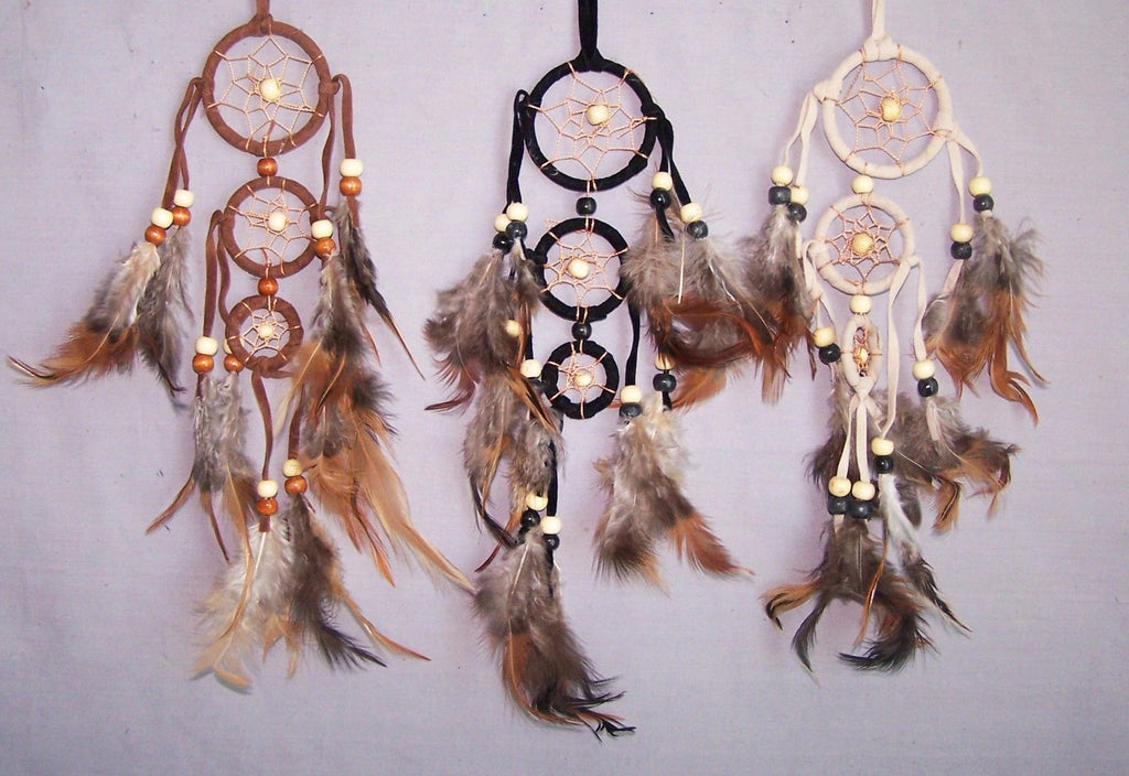 Handmade 3 Tier Tribal Dream Catchers Wall Decorations 6 Pc Lot (NpDc197-6 ^*)