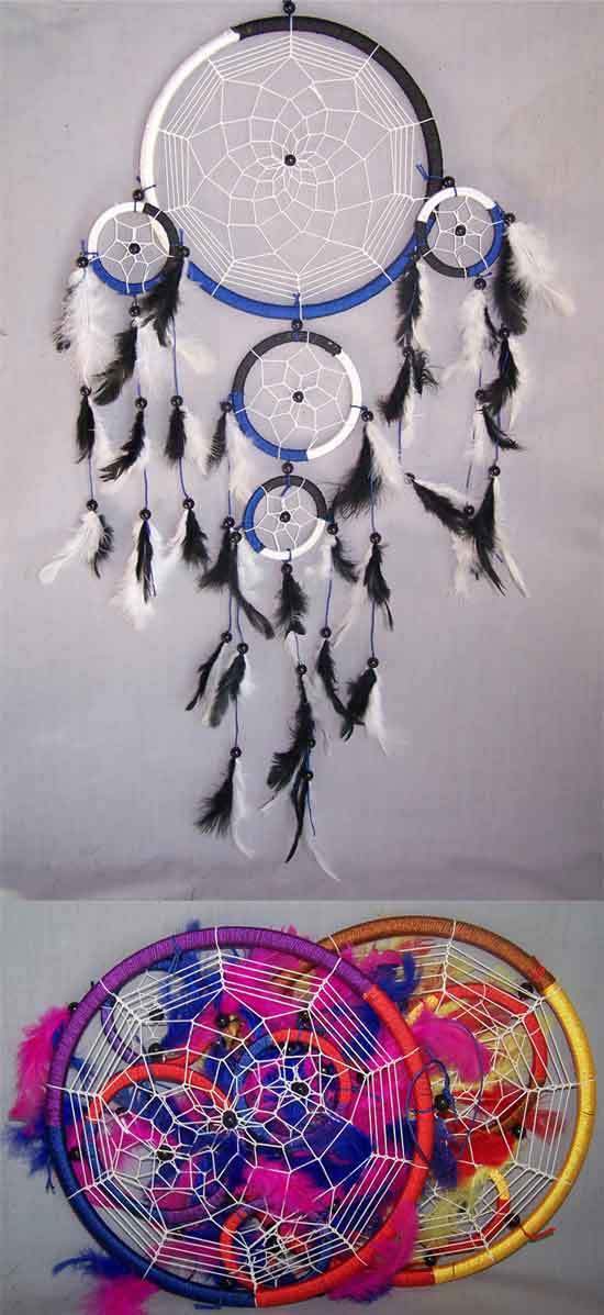 Hand Made Tribal Dream Catchers Wall Hangings - 3 Tier 6pcs Lot ( NpDc215** )