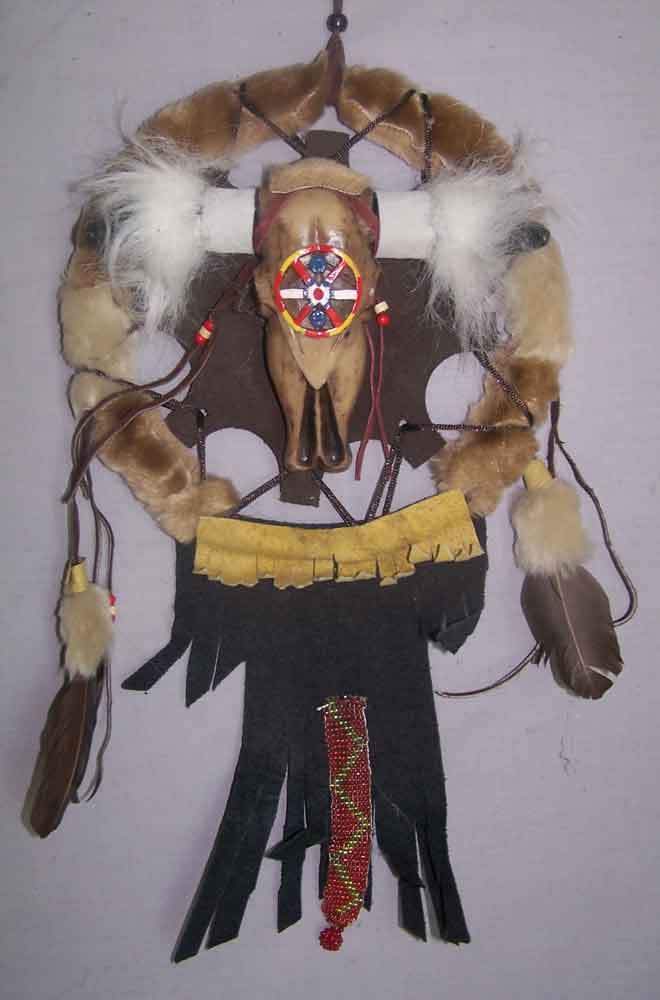 Hand Made Dream Catchers - Skull. Diameter: 7 1/2 Inches 6Pc Lot (NpDc256 ^*)