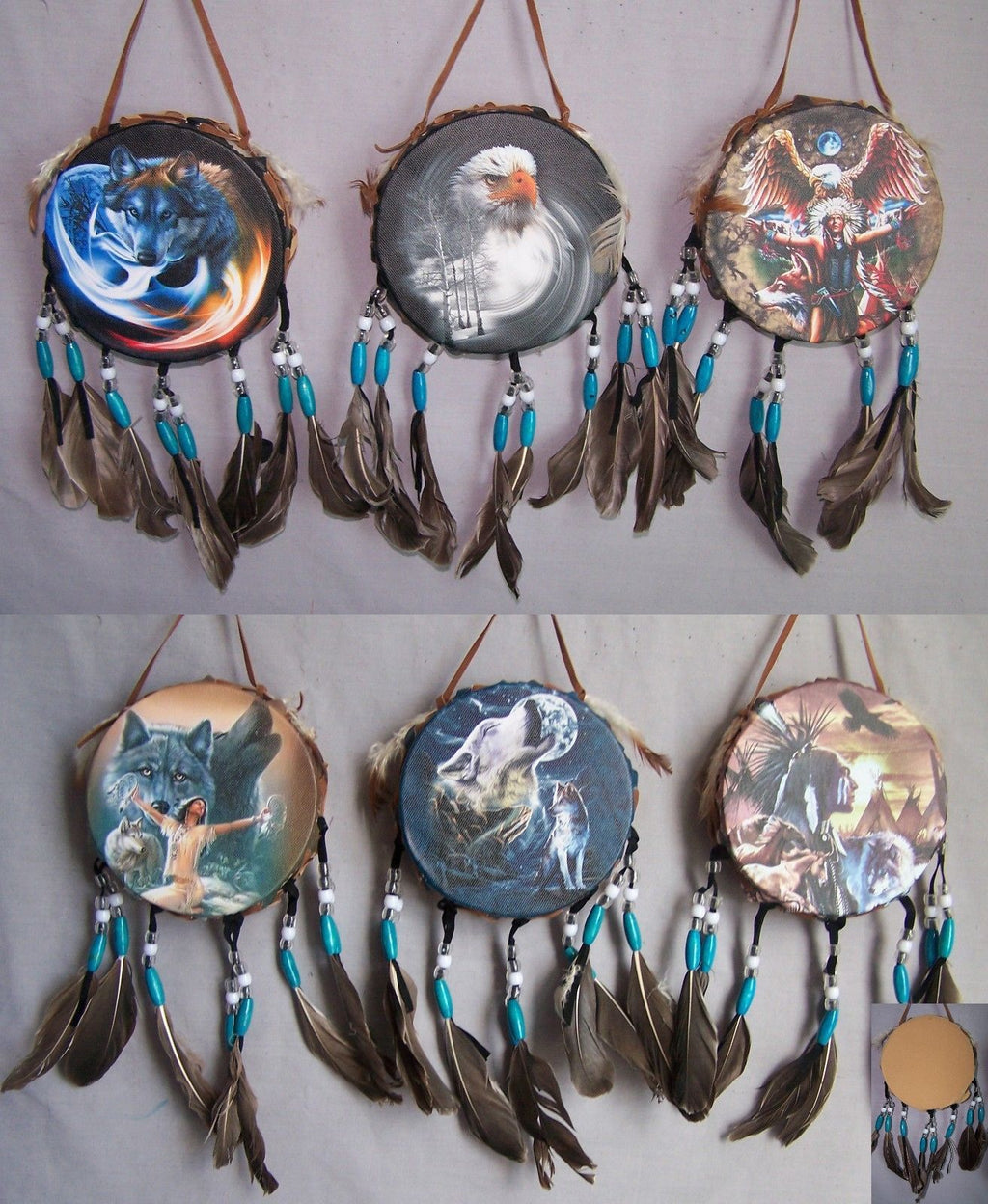 Handmade Tribal DRUM Dream Catchers Wall Decorations 6 Pc Lot ( NpDc200-6** )