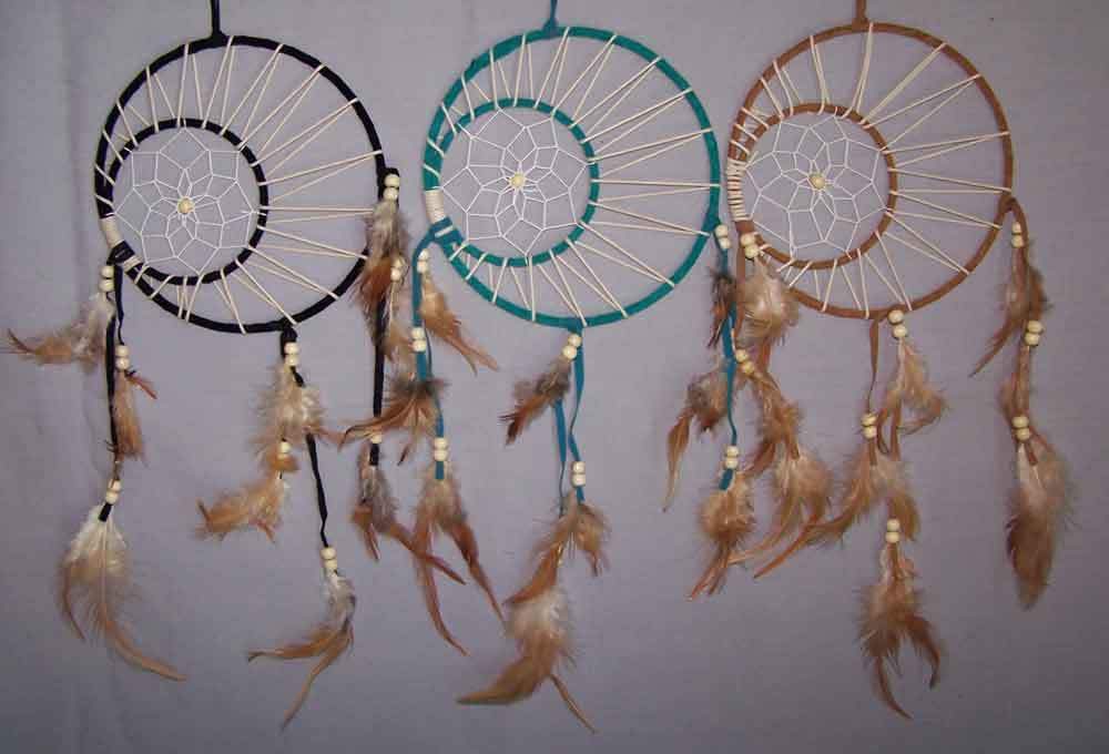 Hand Made Dream Catchers 2 Circles 6Pc Lot (NPDC248 ^*)